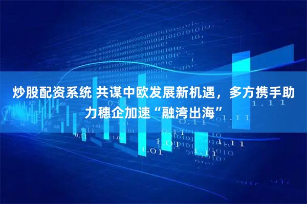 炒股配资系统 共谋中欧发展新机遇，多方携手助力穗企加速“融湾出海”